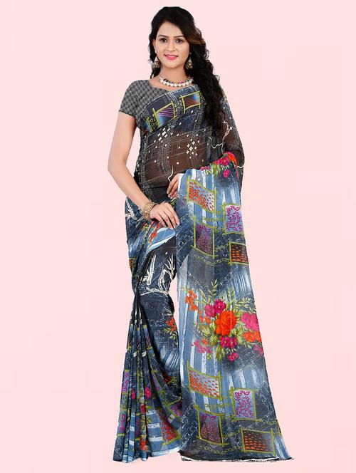 women casual wear georgette saree with blouse - 21413131 - Very Small Image - 1