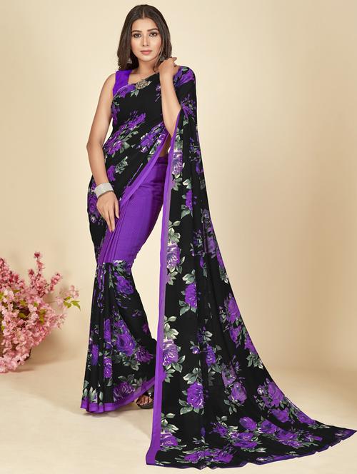 women casual wear georgette saree with blouse - 21413134 - Very Small Image - 1