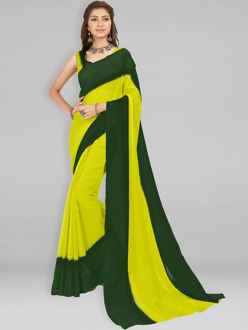 women neon solid georgette saree with blouse - 21413161 - Very Small Image - 1