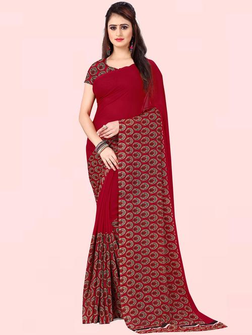 women casual wear georgette saree with blouse - 21413213 - Very Small Image - 1