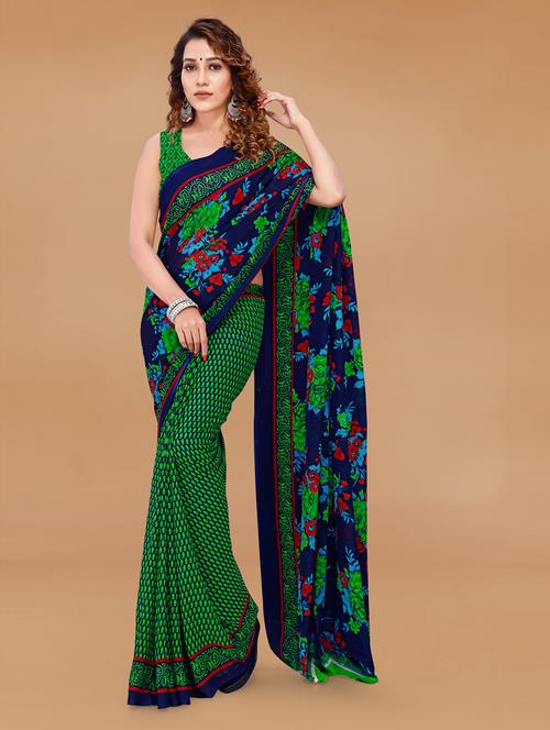women printed casual wear saree with blouse - 21413217 - Very Small Image - 1