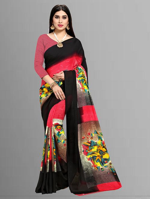 women casual wear georgette saree with blouse - 21413240 - Very Small Image - 1