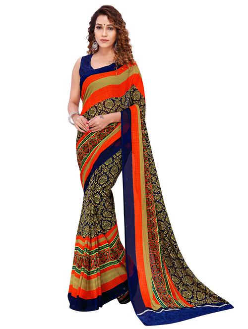 multi color printed saree with blouse - 21413330 - Very Small Image - 1