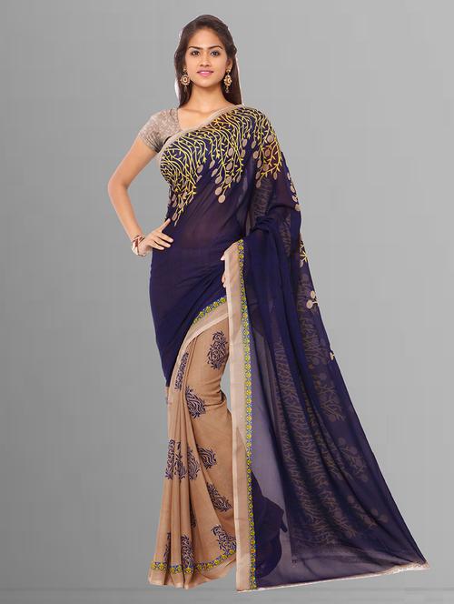 women casual wear georgette saree with blouse - 21413332 - Very Small Image - 1