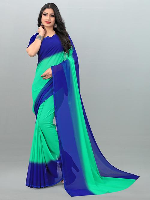 women color block casual wear saree with blouse - 21413333 - Very Small Image - 1