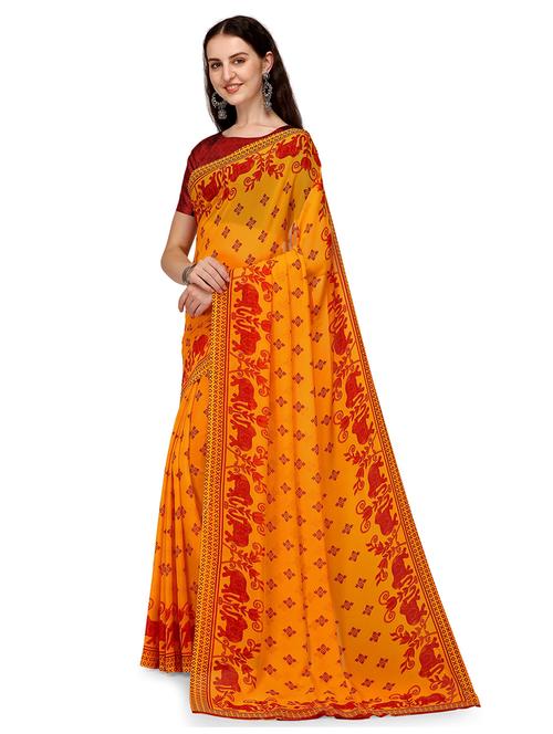 women casual wear georgette saree with blouse - 21413346 - Very Small Image - 1