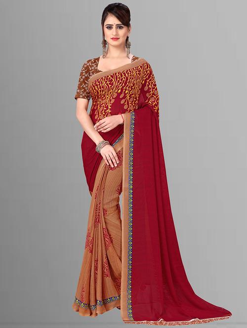 women printed georgette saree with blouse - 21413376 - Very Small Image - 1