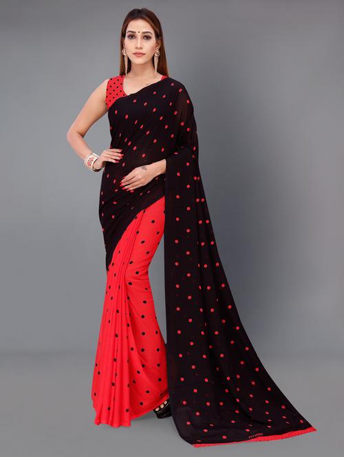 women polka dots casual wear saree with blouse - 21413381 - Very Small Image - 1