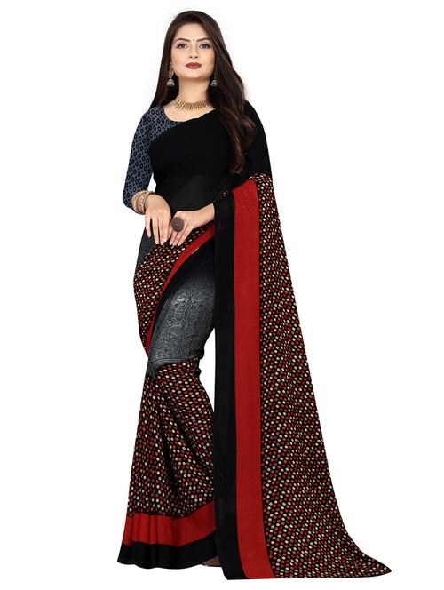 women printed georgette saree with blouse - 21413395 - Very Small Image - 1