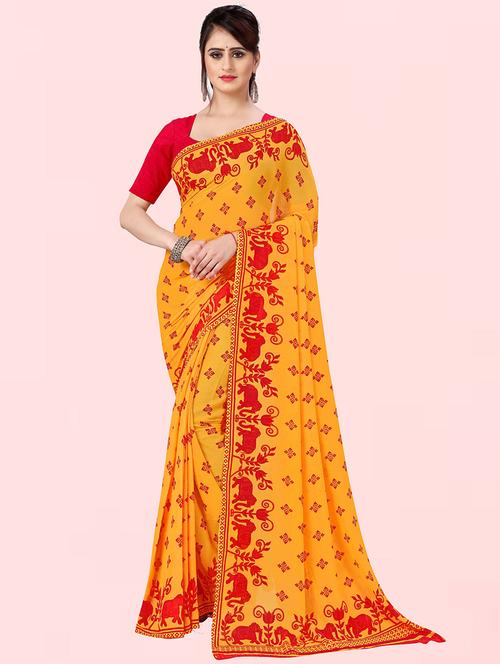 women printed casual wear saree with blouse - 21413398 - Very Small Image - 1