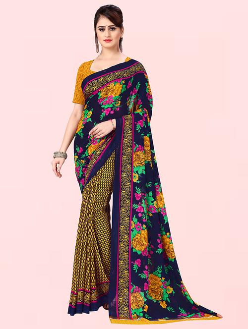 women printed georgette saree with blouse - 21413406 - Very Small Image - 1