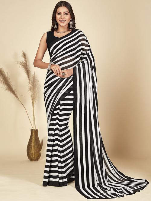women striped casual wear saree with blouse - 21413408 - Very Small Image - 1