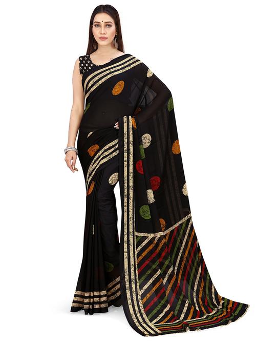 women printed georgette saree with blouse - 21413440 - Very Small Image - 1