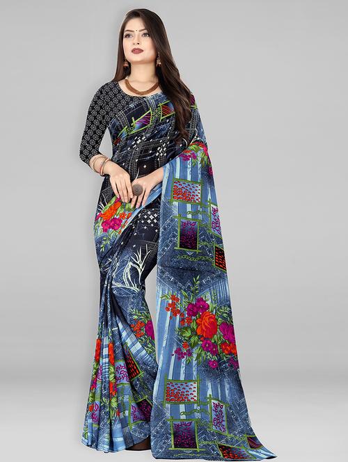women printed casual wear saree with blouse - 21413452 - Very Small Image - 1