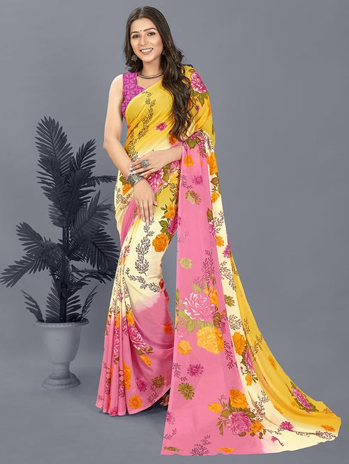 women printed casual wear saree with blouse - 21413457 - Very Small Image - 1