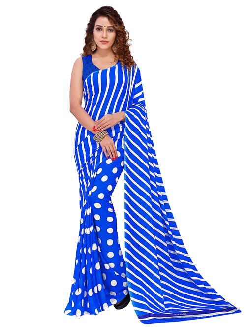 women light blue printed georgette saree with blouse - 21413461 - Very Small Image - 1