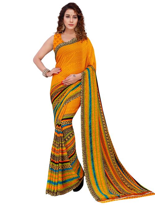 women printed casual wear saree with blouse - 21413464 - Very Small Image - 1