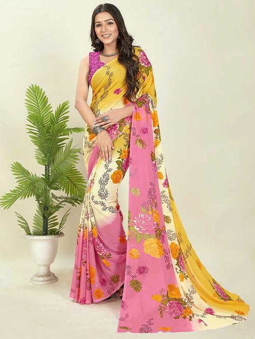 women casual wear georgette saree with blouse - 21413466 - Very Small Image - 1