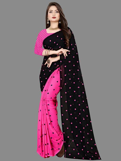 polka dots half & half saree with blouse - 21413486 - Very Small Image - 1