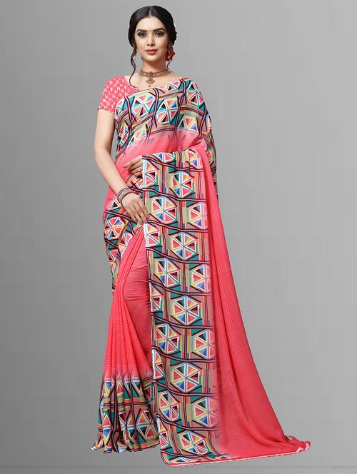 women printed casual wear saree with blouse - 21413490 - Very Small Image - 1
