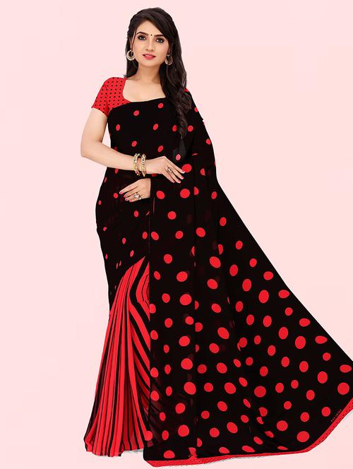 women red printed georgette saree with blouse - 21413496 - Very Small Image - 1
