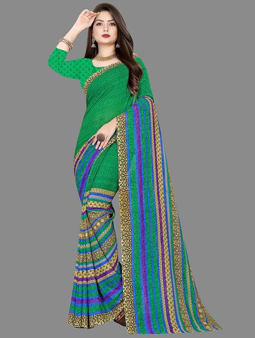 women green printed saree with blouse - 21413499 - Very Small Image - 1