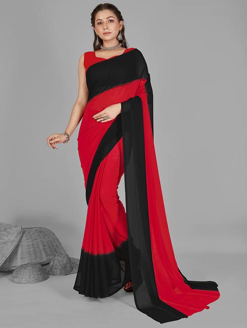women solid bordered saree with blouse - 21413509 - Very Small Image - 1