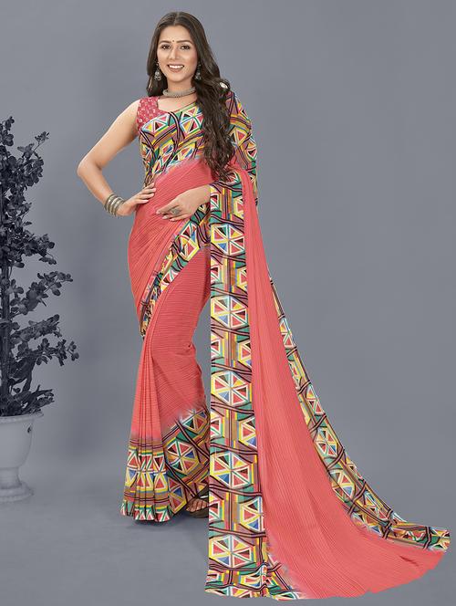 women casual wear georgette saree with blouse - 21413553 - Very Small Image - 1