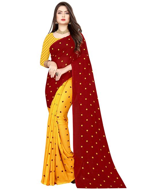 women polka dot printed saree with blouse - 21413566 - Very Small Image - 1