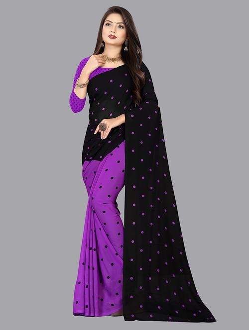 women polka dot printed saree with blouse - 21413613 - Very Small Image - 1