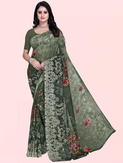 women floral printed saree with blouse - 21413667 - Very Small Image - 1