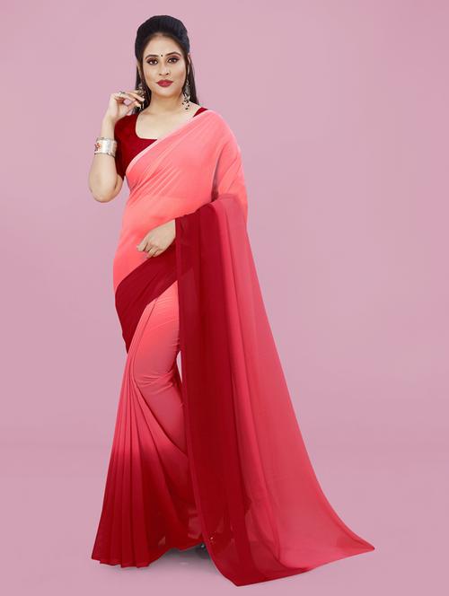 peach ombre casual wear saree  with blouse - 21413670 - Very Small Image - 1