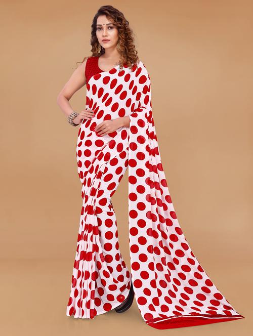 polka dots printed saree  with blouse - 21413676 - Very Small Image - 1