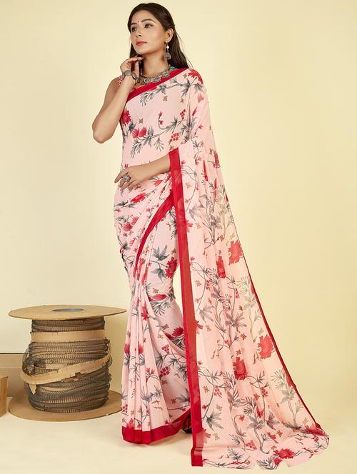 floral printed saree with blouse - 21413680 - Very Small Image - 1