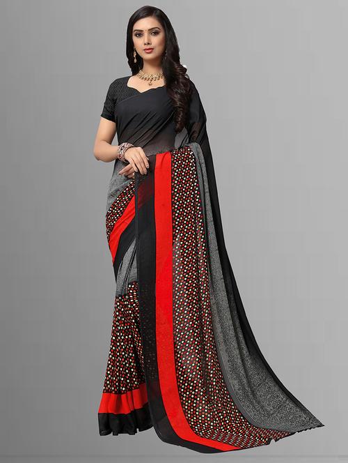 women multi color printed georgette saree with blouse - 21413691 - Very Small Image - 1