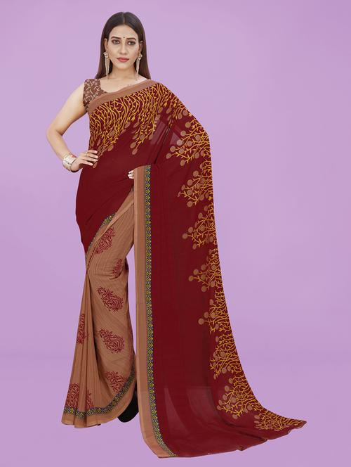 women printed georgette saree with blouse - 21413692 - Very Small Image - 1