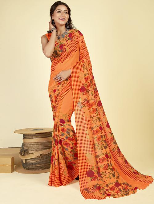 women casual wear georgette saree with blouse - 21413737 - Very Small Image - 1