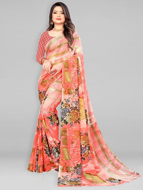 women printed casual wear saree with blouse - 21413882 - Very Small Image - 1