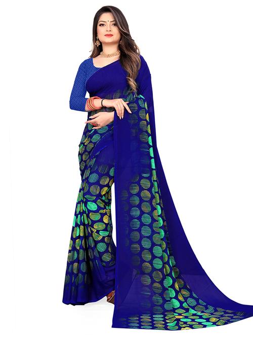 women printed georgette saree with blouse - 21413883 - Very Small Image - 1