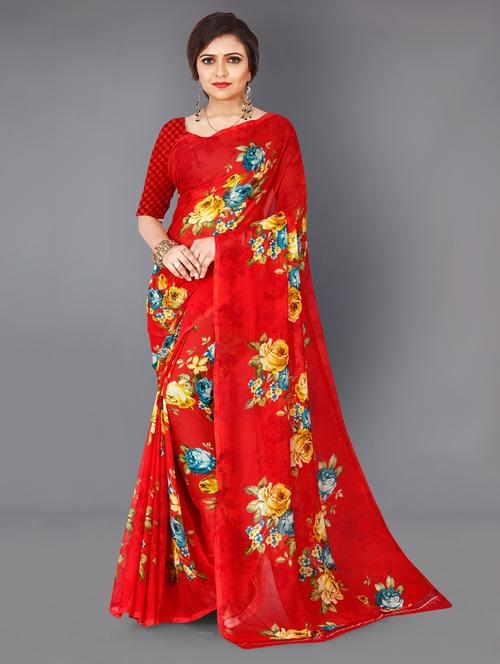 women casual wear georgette saree with blouse - 21413893 - Very Small Image - 1