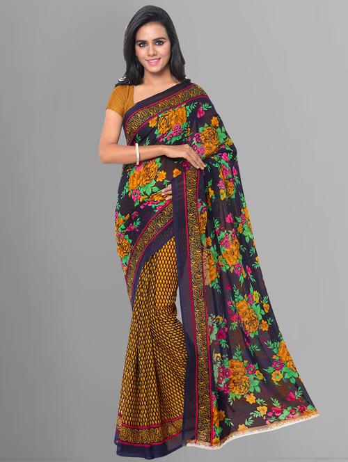 women printed casual wear saree with blouse - 21414083 - Very Small Image - 1