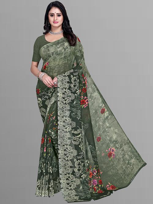women printed casual wear saree with blouse - 21414087 - Very Small Image - 1