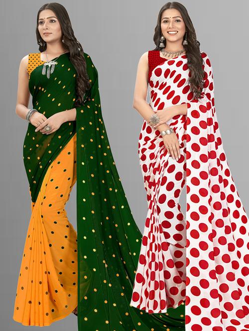 pack of 2 casual wear printed sarees with blouse - 21414162 - Very Small Image - 1
