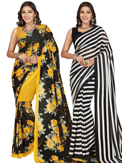 women pack of 2 casual wear combo sarees with blouse - 21414200 - Very Small Image - 1