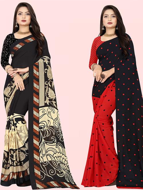women pack of 2 casual wear combo sarees with blouse - 21414219 - Very Small Image - 1
