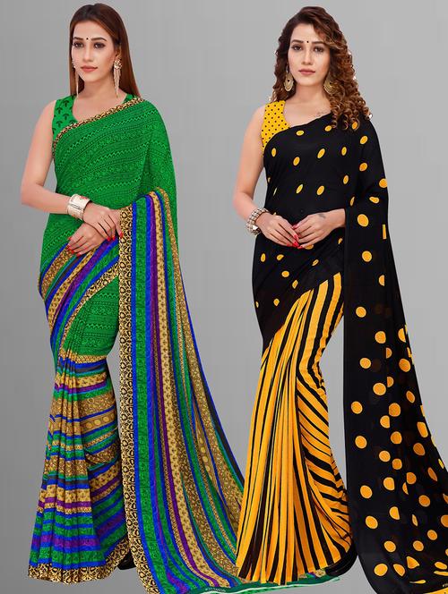women pack of 2 casual wear combo sarees with blouse - 21414328 - Very Small Image - 1