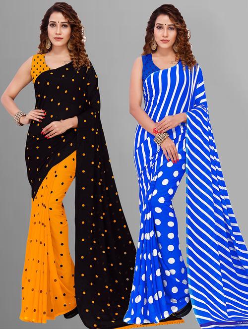 women pack of 2 casual wear combo sarees with blouse - 21414343 - Very Small Image - 1