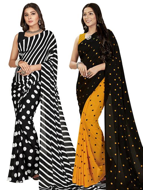 women pack of 2 casual wear combo sarees with blouse - 21414393 - Very Small Image - 1