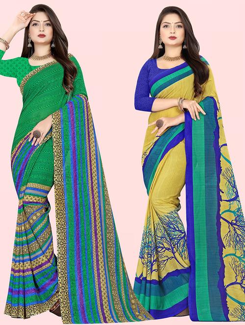 women pack of 2 casual wear combo sarees with blouse - 21414450 - Very Small Image - 1