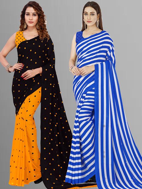 women pack of 2 casual wear combo sarees with blouse - 21414467 - Very Small Image - 1